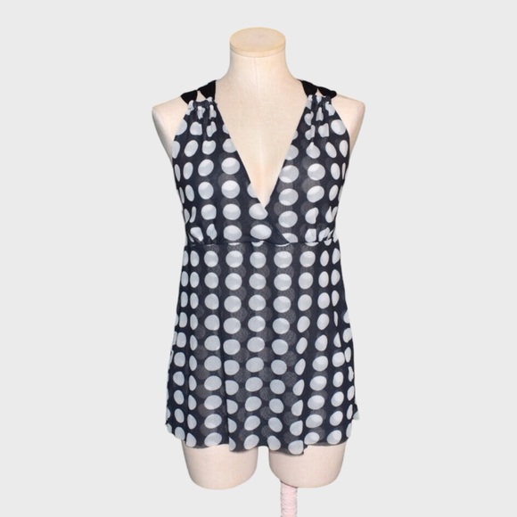 WHBM Dotted Surplice Mesh Top - Picture 1 of 5